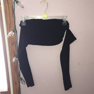 Black long sleeve no shoulder crop top